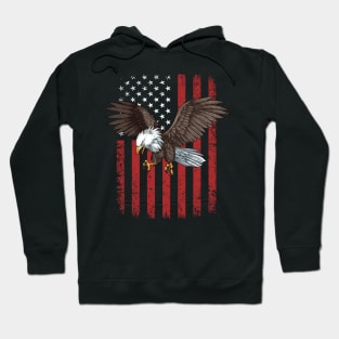 Bald Eagle Retro USA Flag Hoodie